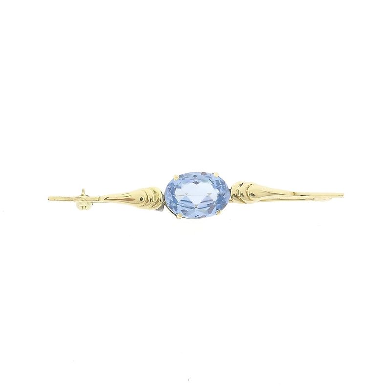 Image 1 of Gold brooch with blue topaz