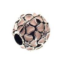 Pandora clip charm; Silver; Pink Hydrangea