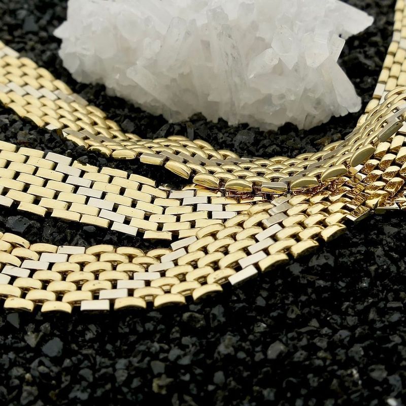 Image 2 of Two-tone gold panther link necklace