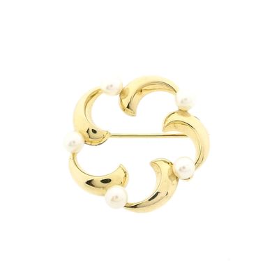 Afbeelding 1 van 8 Karaat florale broche met parel