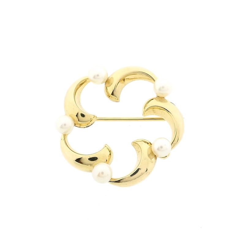 Afbeelding 1 van 8 Karaat florale broche met parel