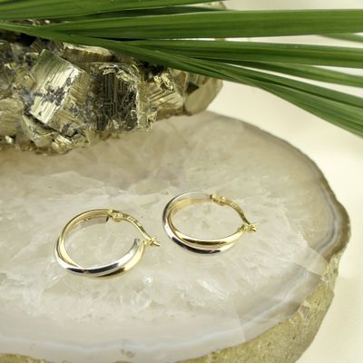 Image 2 of Two-tone gold earrings | Ø 16.9 mm