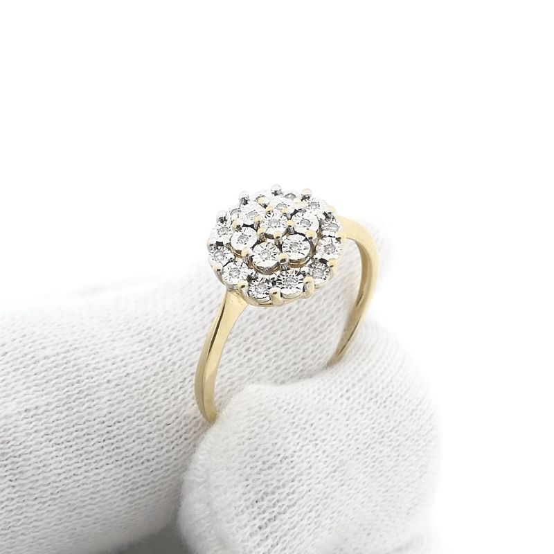 Image 9 of Gold entourage ring with diamond | 0.095 ct.