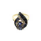 Image 3 of Gold ring with sapphires and diamonds; 0.10 ct.