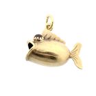 Image 3 of Gold pendant of a pufferfish with carnelian eyes