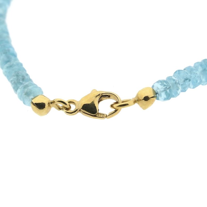 Image 3 of Gold beaded bracelet with aquamarine
