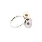 Image 4 of White gold ring with pearl and diamonds; 0.06 ct.