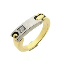 Pequignet two-tone gold ring with steel and diamond; 0.06 ct.