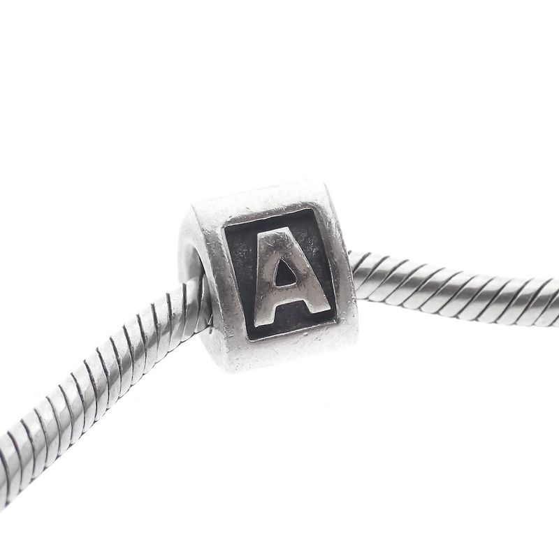 Image 2 of Pandora charm; Silver; Letter charm A