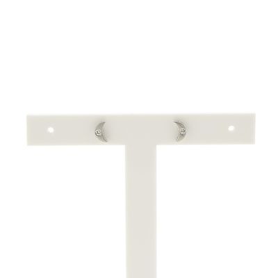 Image 1 of White gold moon-shaped stud earrings with diamond; 0.03 ct.