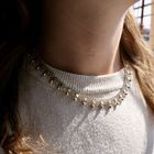 Image 10 of Gold gallery wire link necklace with balls