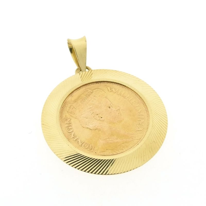 Image 6 of Gold pendant of a gold fiver; Queen Wilhelmina 1912