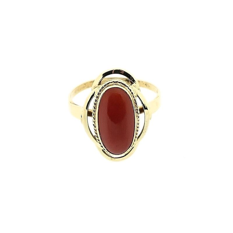 Image 3 of Vintage Gold Ring with Blood Coral