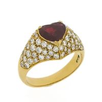 18-karat gold ring with ruby ​​and diamonds | Approx. 1.00 ct.