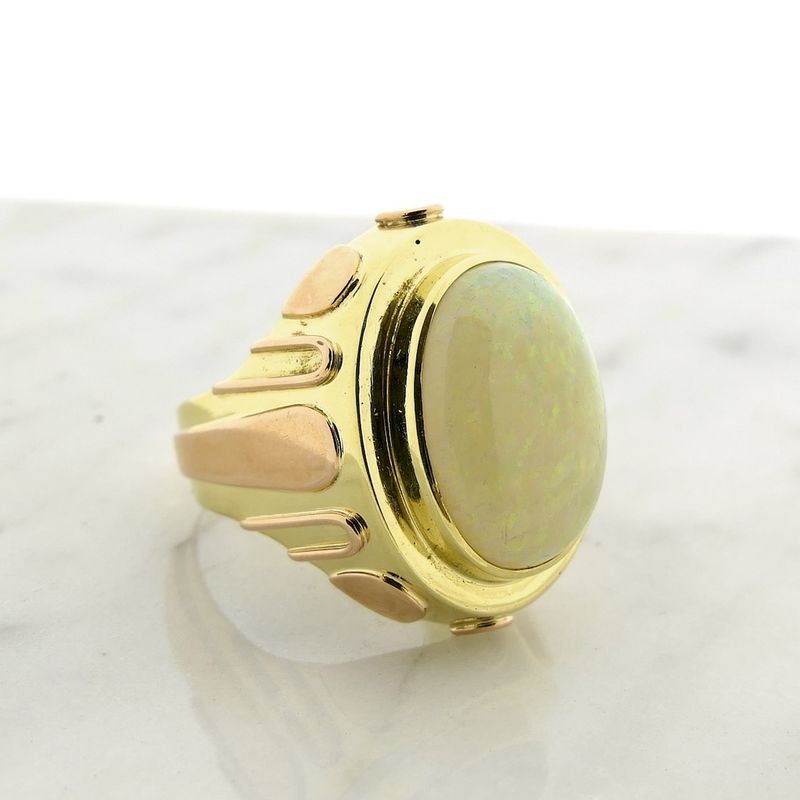 Image 8 of Two-tone gold ring with white opal
