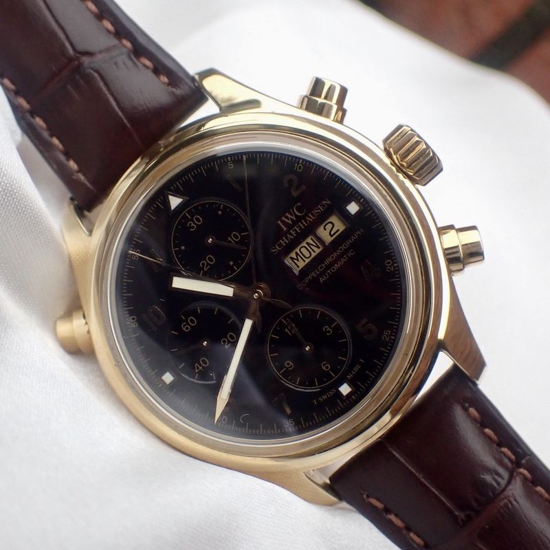 Image 14 of IWC Pilot Double Chronograph; 18k. Men's watch with split seconds