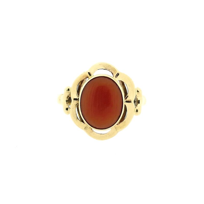 Image 3 of Gold ring with red coral | Antique