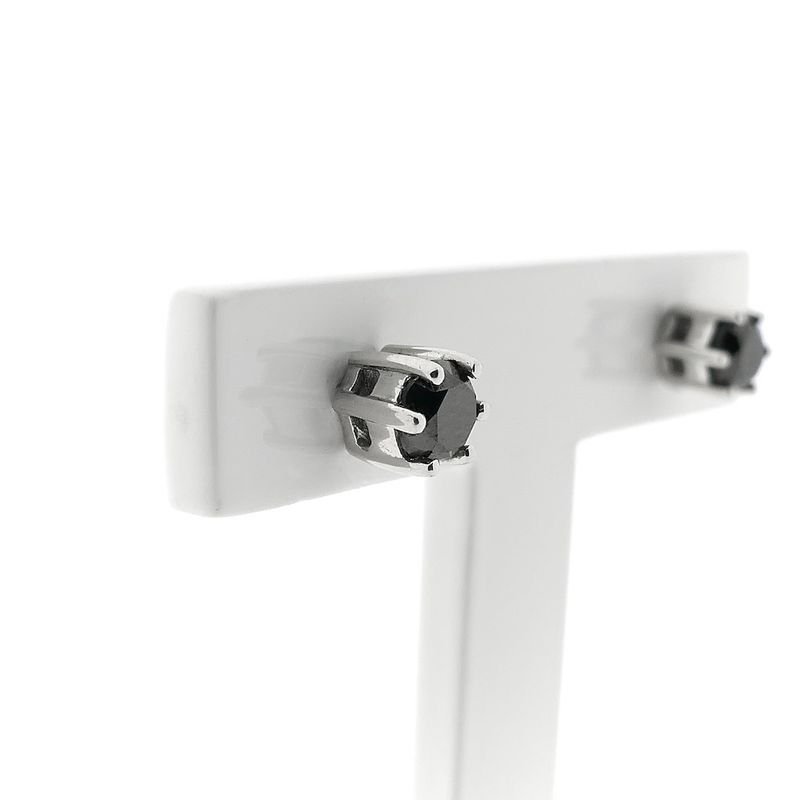 Image 4 of White gold stud earrings with black diamond | 1.00 ct.
