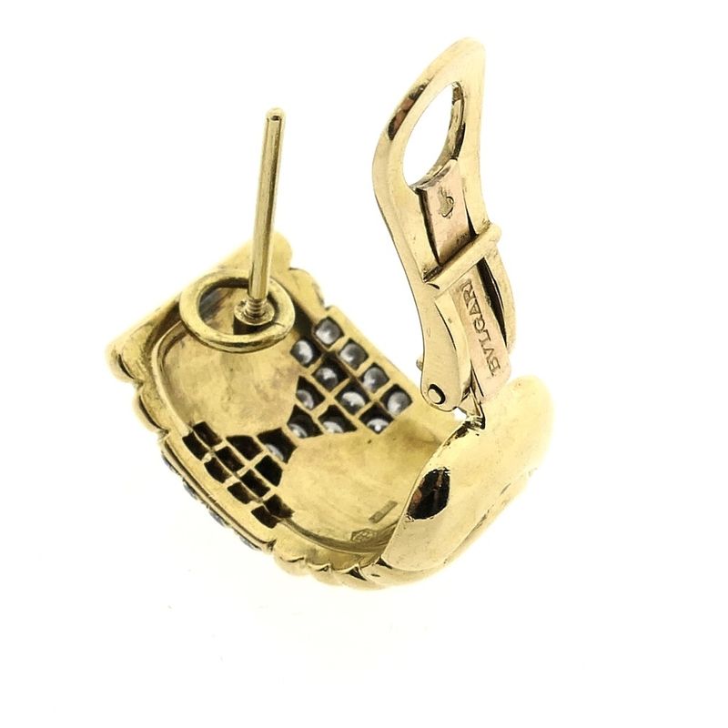 Image 12 of BVLGARI gold earrings with diamonds; 1.32 ct.