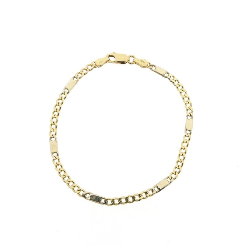 Image 3 of Two-tone gold Figaro link bracelet | 17 cm