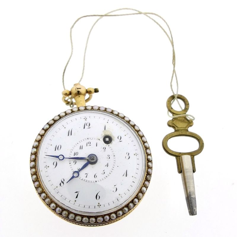 Image 3 of Antique 14k gold pocket watch; Verge Fusee escapement