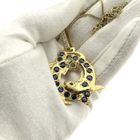 Image 6 of Solid gold zodiac sign pendant with sapphire, emerald and diamonds; Pisces