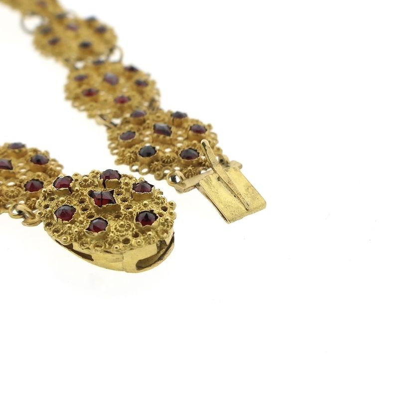 Image 4 of Vintage/antique gold boat bracelet with garnet | 20 cm