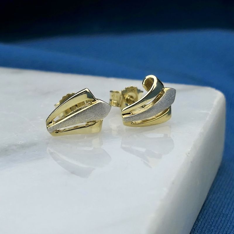 Image 2 of Two-tone gold stud earrings