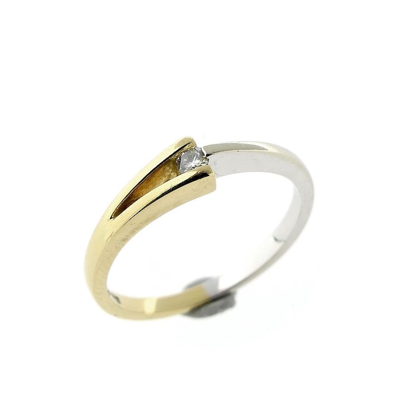Image 1 of Two-tone gold ring with 0.05 ct diamond.