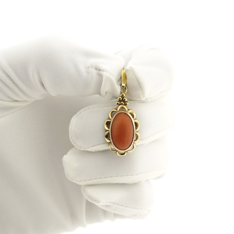 Image 11 of Gold pendant with red coral | Vintage