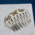 Image 2 of Vintage Silver Hair Comb with Butterflies
