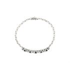 Image 4 of White gold cobra link bracelet with sapphire and diamond; 0.24 ct.