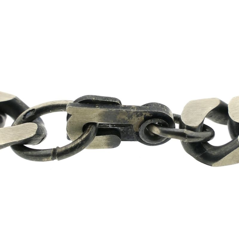 Image 3 of Silver robust gourmet link bracelet with engraving plate; Men | 21 cm