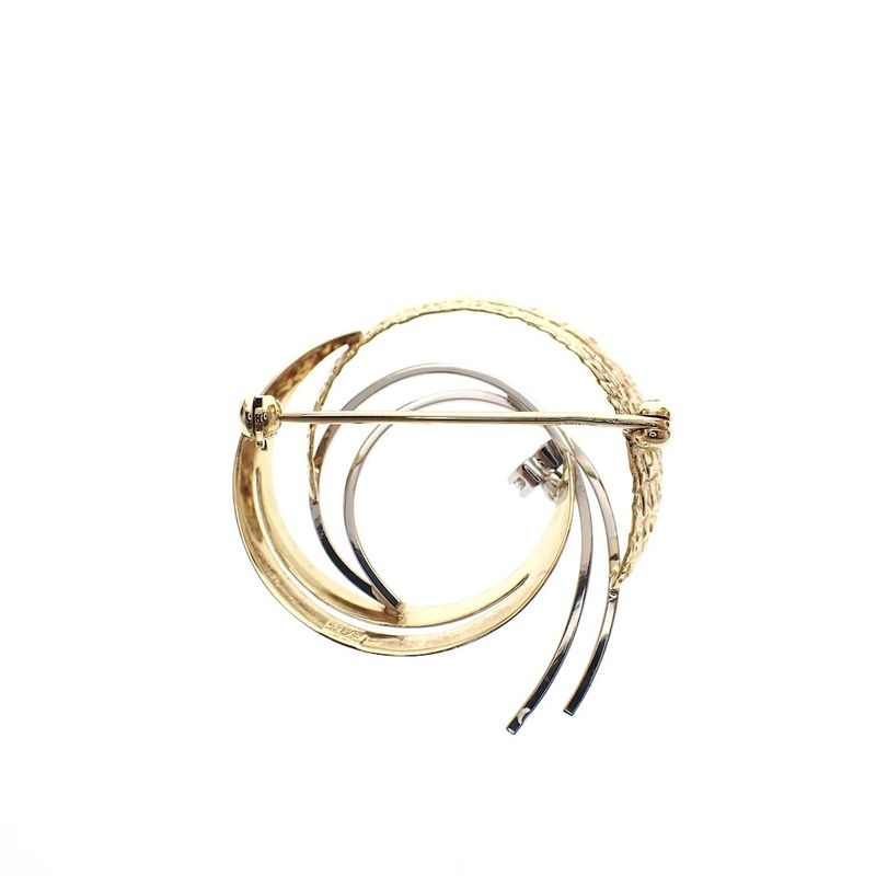 Image 5 of Two-tone gold brooch with 0.06 ct diamond.