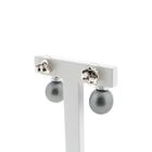 Image 4 of 18-karat white gold stud earrings with Tahitian pearl and diamond | 0.50 ct.
