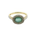 Image 3 of Gold ring with emerald and diamond | 0.16 ct.