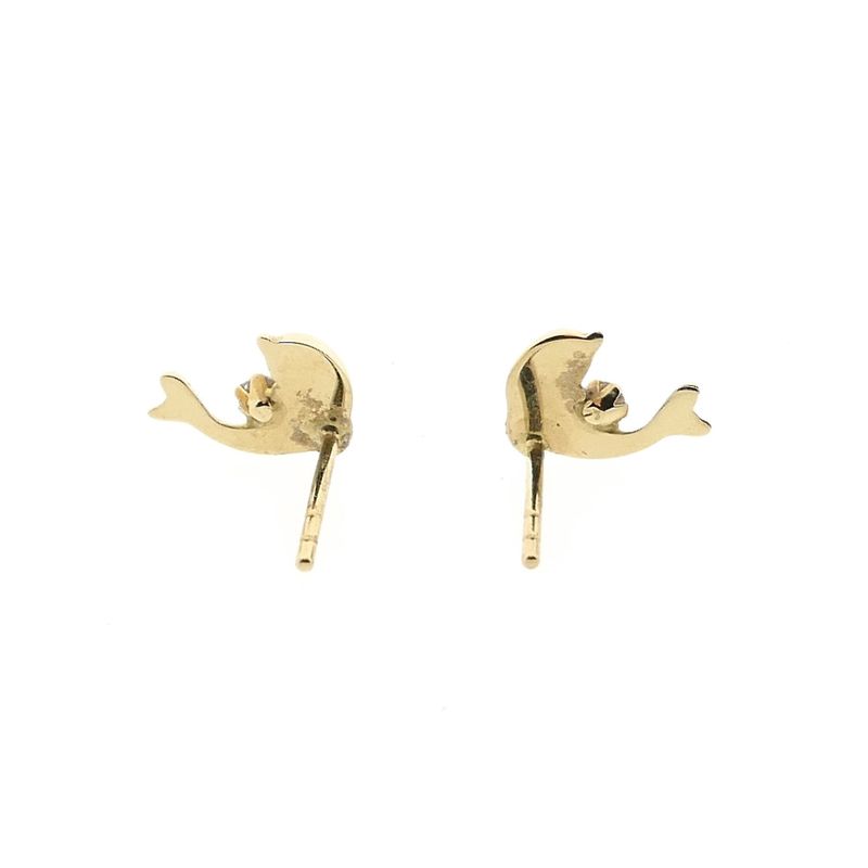 Image 9 of Gold Dolphin Earrings with Zirconia