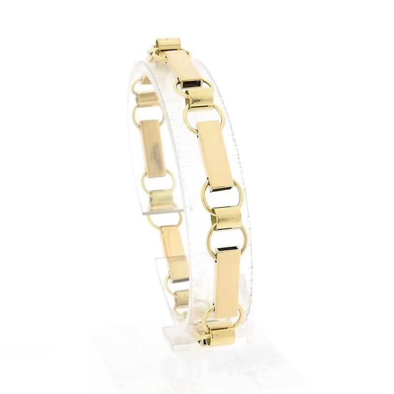 Afbeelding 1 van Gouden robuuste fantasie schakelarmband | 19 cm