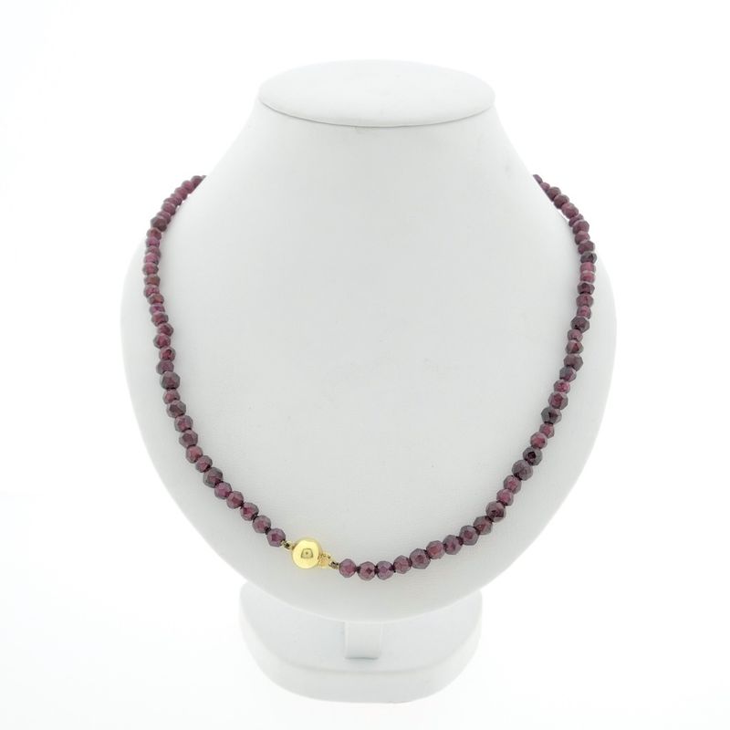 Image 1 of Antique garnet bead necklace with gold decorative clasp