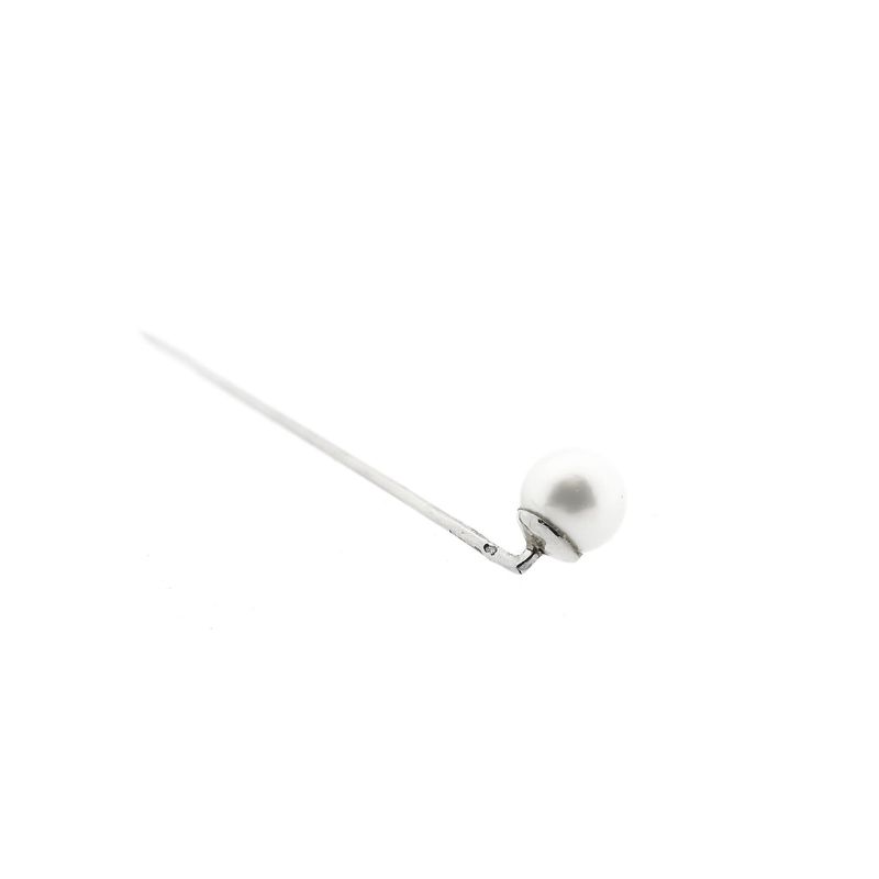 Image 9 of 18K White Gold Lapel Pin with Cultured Pearl