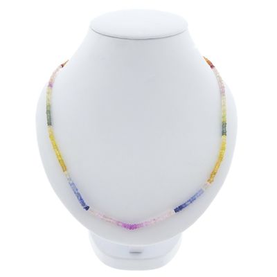 Image 1 of 9 carat multi-colored sapphire bead necklace