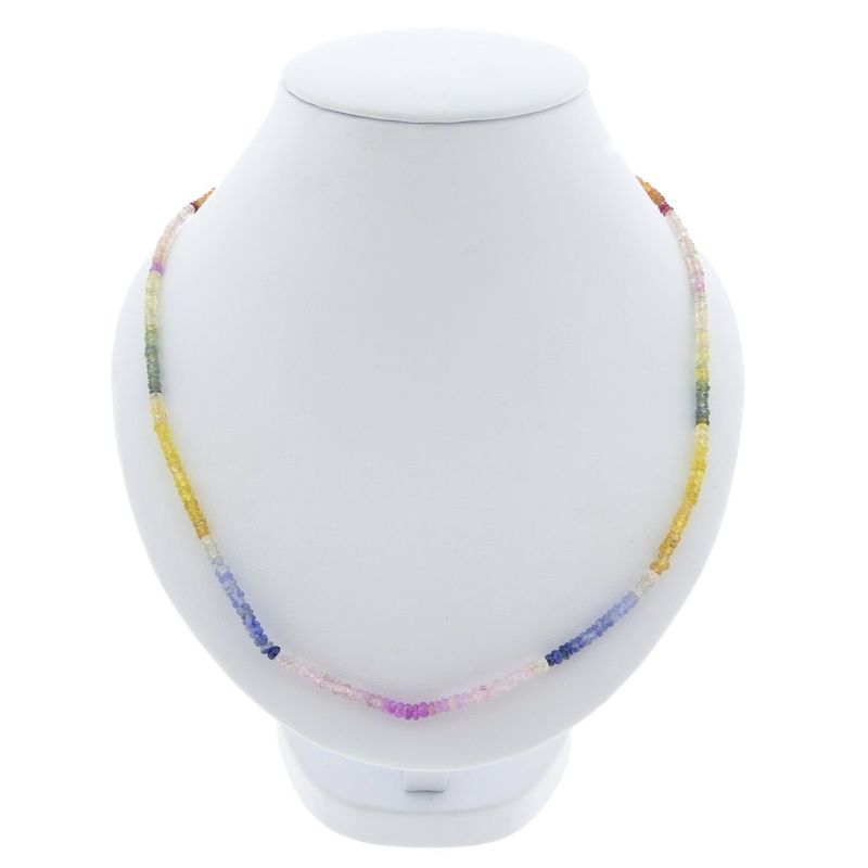 Image 1 of 9 carat multi-colored sapphire bead necklace