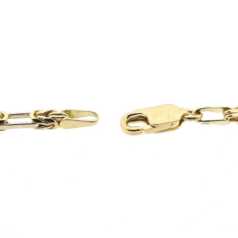 Afbeelding 3 van Bicolor gouden vierkante koningsschakel ketting | 45,5 cm