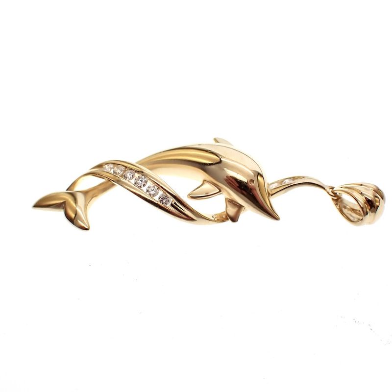 Image 2 of Golden dolphin pendant with diamonds