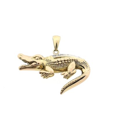Bicolor Gold Crocodile Pendant with Diamonds; 0.015 ct. Image 1 of Bicolor Gold Crocodile Pendant with Diamonds; 0.015 ct.