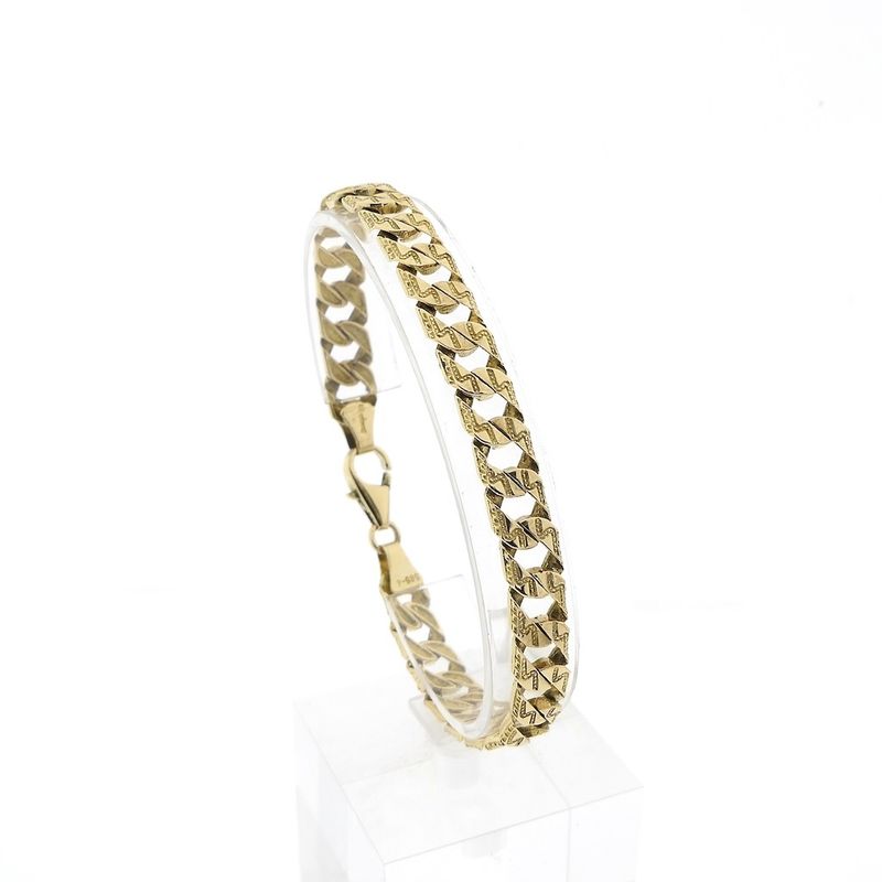 Image 1 of Gold flat gourmet link bracelet; Altinbas | 21.5 cm