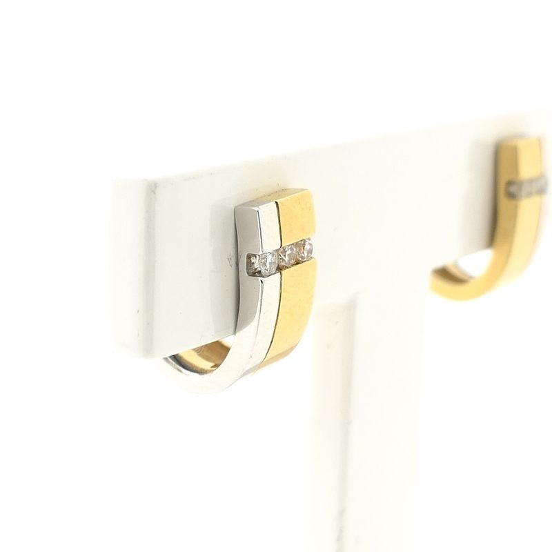Image 3 of Bicolor gold stud earrings with diamonds