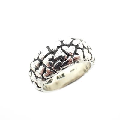 Image 1 of Pandora ring; Silver; heart band