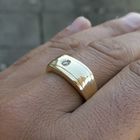 Image 10 of Gold men's signet ring with zirconia