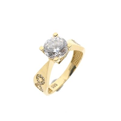 Gold Solitaire Ring with Zirconia Image 1 of Gold Solitaire Ring with Zirconia
